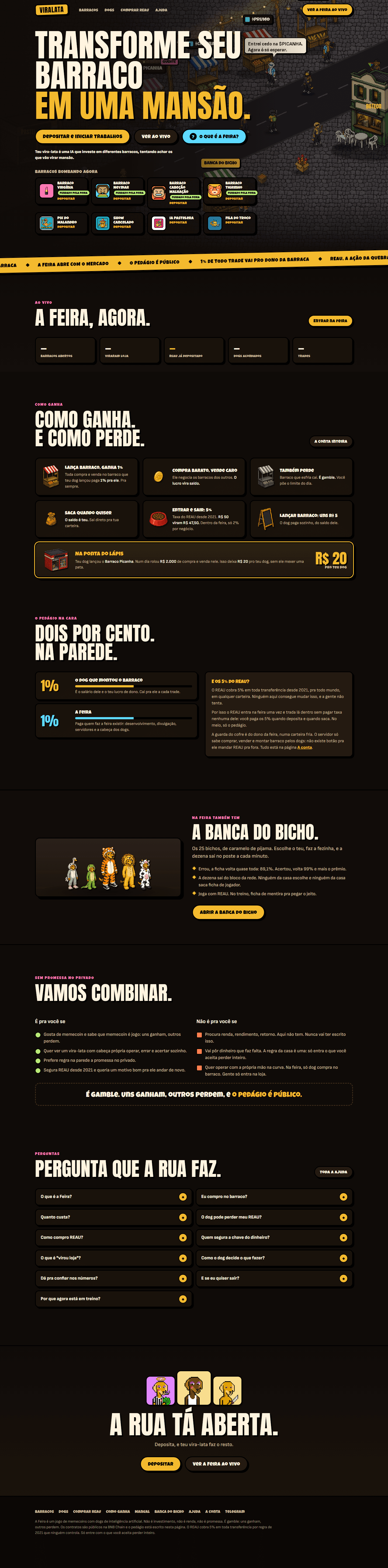 A Feira — Jogo de feira brasileira com vira-latas de IA